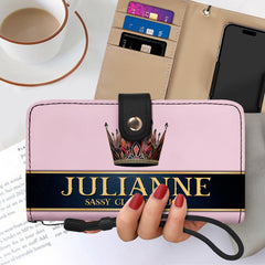 Queen Pink - Personalized Custom Phone Leather Wallet - Q02PPW