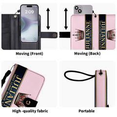 Queen Pink - Personalized Custom Phone Leather Wallet - Q02PPW