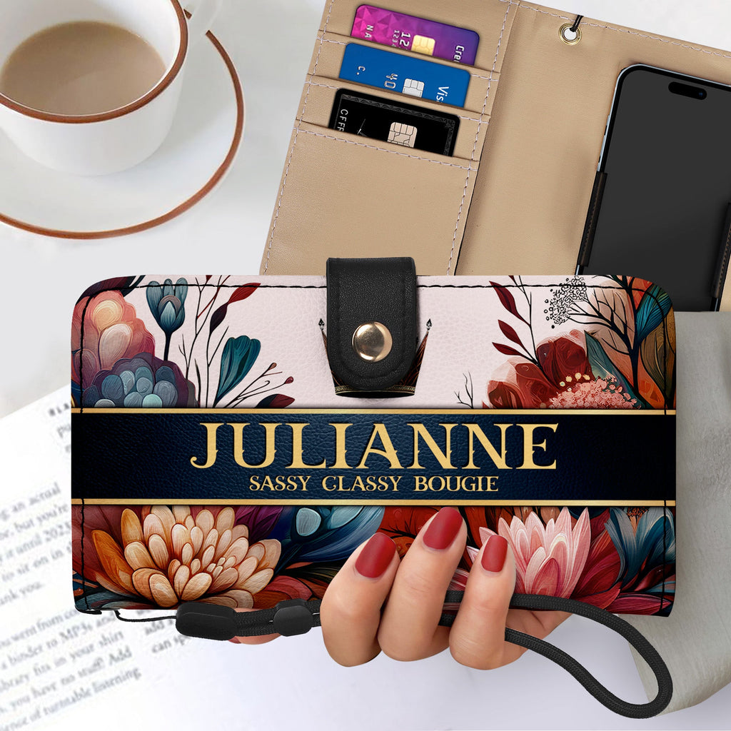 Queen Flowers - Personalized Custom Phone Leather Wallet - Q02FPW